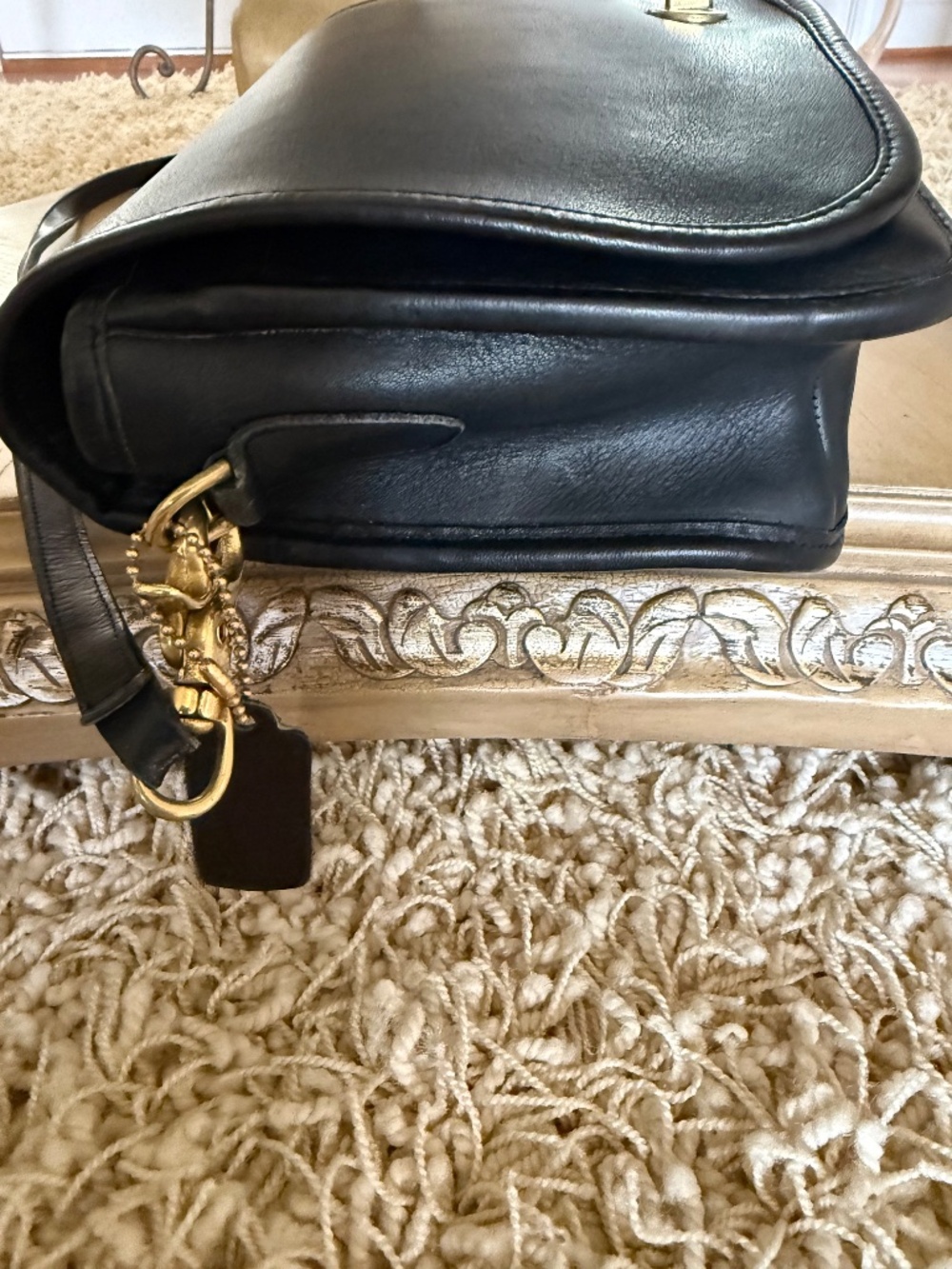 VTG Coach Black Glove Tanned Leather Organizer/Courier Crossbody Bag 0605 NYC - Picture 7 of 16